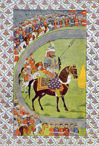 He Held His Lance and His Shield, Illustration from The Arabian Nights, 1895 (Colour Engraving) by French School