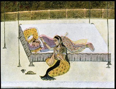 He is nothing without music, illustration for The Arabian Nights, 1895 by French School