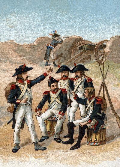 He will make us eat up to our boots, said the soldier of Massena, rationed to the excess during the siege of Genoa in June 1800. Chromolithograph by French School