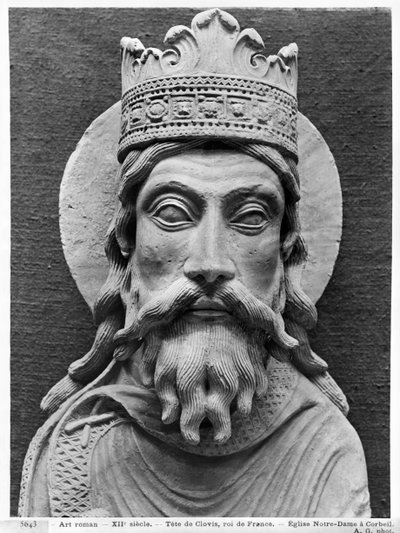 Head of Clovis I, from the Church Notre-Dame of Corbeil (plaster cast) (detail) by French School