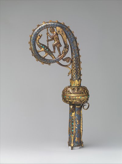Head of a Crozier with Saint Michael Slaying the Dragon by French School