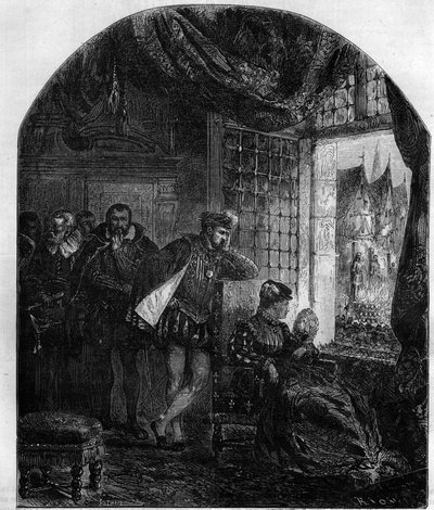 Henry II (1519-1559) and Diane de Poitiers (1499-1566) attend an execution of heretics. Henry II had an ardent chamber set up in 1547 in the Paris Parliament to judge the heretics. Engraving in 