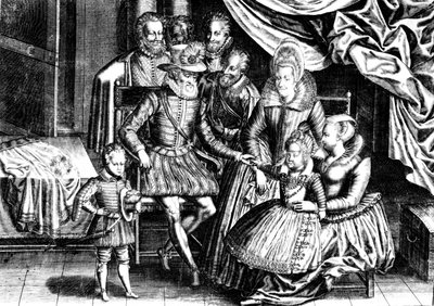 Henri IV (1553-1610) King of France with his Family and his Councillors by French School