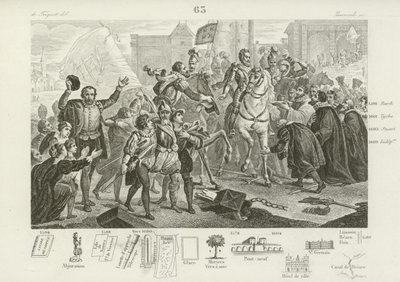 Henry IV of France entering Paris accompanied by the Comte de Brissac, Governor of the city, 22 March 1594 by French School