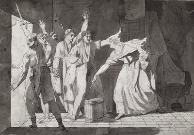 Heroism of a woman facing Vendean robbers having gained control of Saint-Mithier, 1793 by French School