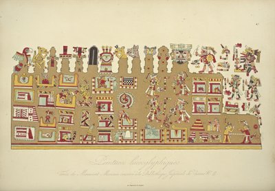 Hieroglyphic Paintings from Mexican Manuscript II, Conserved at the Imperial Library of Vienna, Illustration from Vues des Cordillères et Monumens des Peuples Indigènes de l