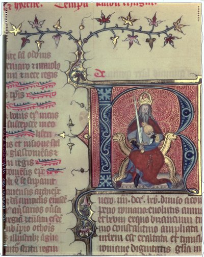 Historiated Initial R Depicting Emperor Charlemagne by French School