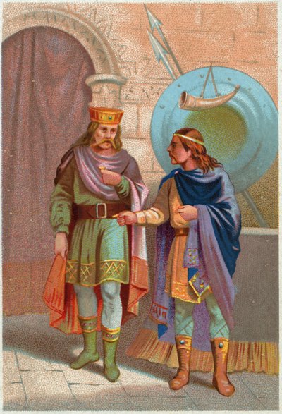 Childeric I, Merovingian King, Expulsed by the Franks, France, c.1900 (print) by French School