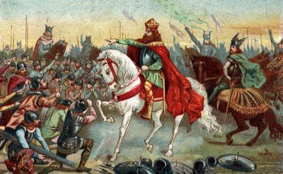 History of Gaul in the Middle Ages: Germanian Saxons kneeling before King Charlemagne by French School