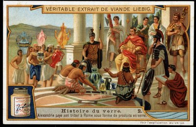 History of Glass: Alexandria Pays Its Tribute to Rome in the Form of Glass Products - Liebig Chromolithography by French School