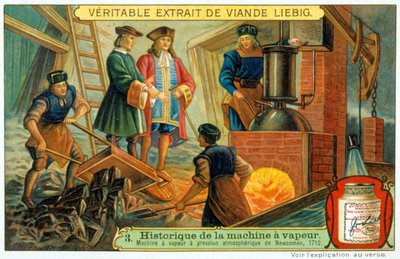 History of the steam engine: Newcomen atmospheric pressure steam machine by French School
