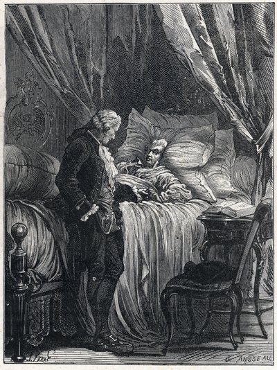 Honore Gabriel Riqueti, Count of Mirabeau on his deathbed with his doctor, Georges Cabanis in 1791 by French School