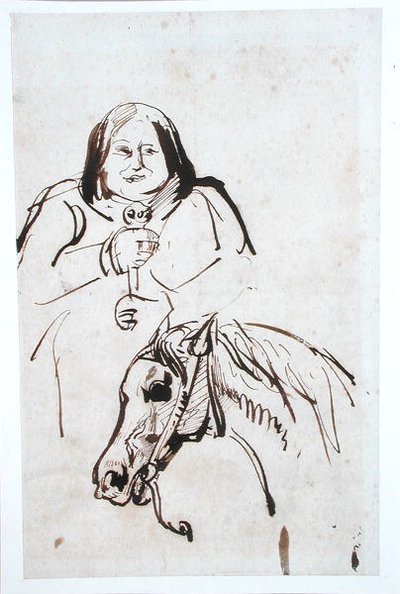 Honore de Balzac (1799-1850) and his Horse by French School