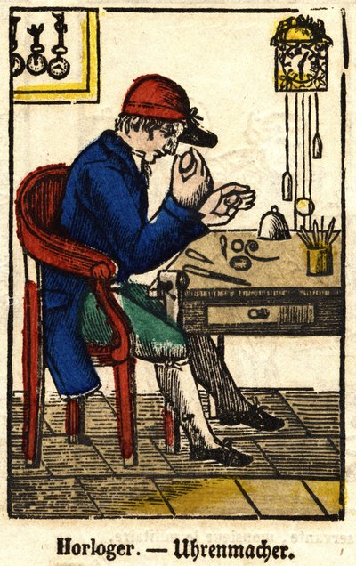 Horologer; Series on the image crafts of Epinal of the 19th century by French School