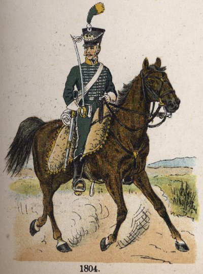 Horseback hunter in 1804. Plate from the book 