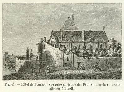 Bourbon hotel, view taken from rue des Poulies, after a drawing attributed to Perelle by French School