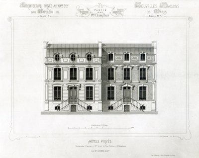 Hotels Prives, 10 & 12 Rue Balzac, Paris, from Architecture Privee au C19th by French School