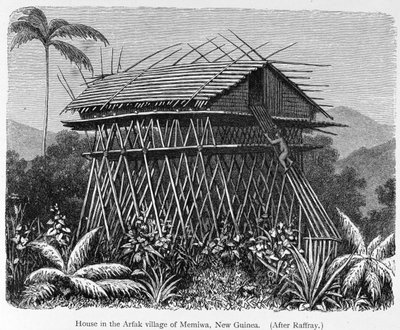 House in the Arfak Village of Memiwa, New Guinea, from 