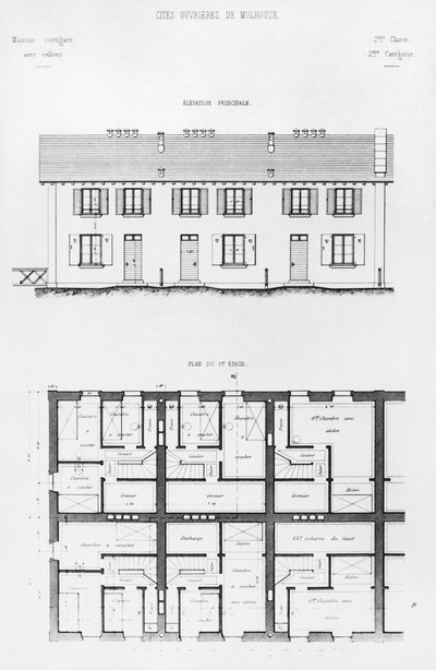 Housing development in Mulhouse, late 19th century by French School