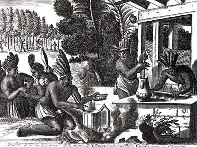 How the Natives of New Spain Prepared Cacao for Chocolate by French School