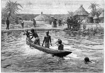 Human Zoo - ethnographic exhibition of West Africa at Champ de Mars (Paris) by French School