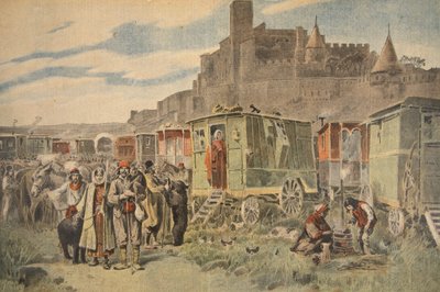 Hungarian Gypsies Outside Carcassonne by French School