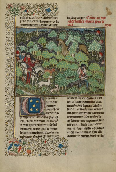 Hunters Pursuing a Deer, c.1430-40 by French School