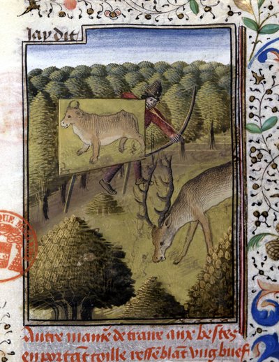 Hunting Deer with a Lure - in Hunting Book by Gaston Phoebus, Count of Foix, Lord of Béarn by French School