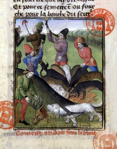 Hunting Scene: The Share of the Deer for the Pack of Dogs - in 