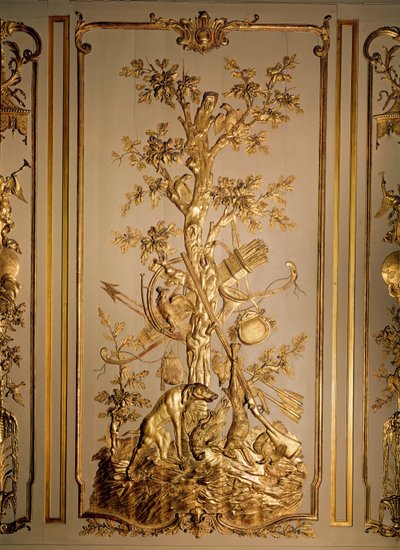 Hunting scene, wood panelling originally from the dining room of the Hotel des Etats du Languedoc by French School