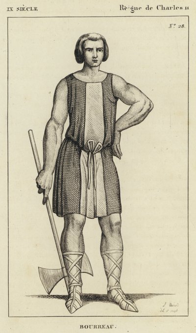 9th Century, Reign of Charles II, Executioner (engraving) by French School
