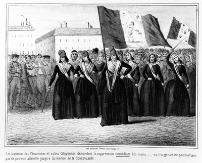 Icarians and Vesuvians Demanding the Immediate Suppression of Husbands, from a Series of Cartoons on the Events during the 1848 French Revolution, Published in Paris by Gosselin, 1848 by French School