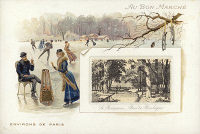 Ice Skating on Frozen Lake by French School