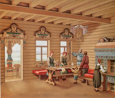 Idealised Interior of a Russian Izba, c.1880 by French School