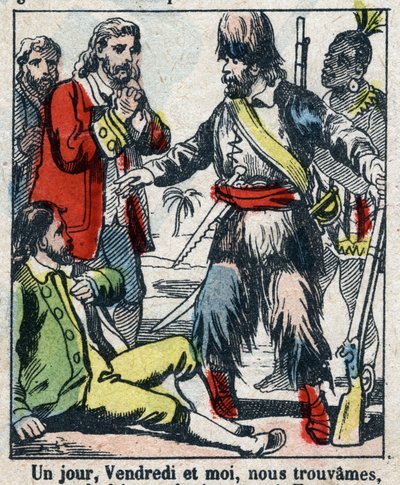 Illustration for the book by Daniel Defoe "Robinson Crusoe" by French School