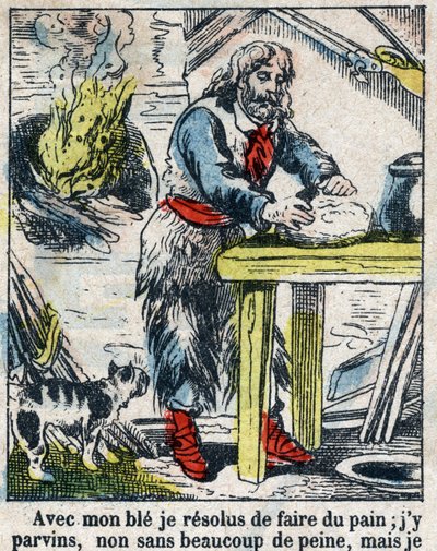 Illustration for the Book of Daniel Defoe Robinson Crusoe. Epinal imaging from the end of the 19th century. by French School