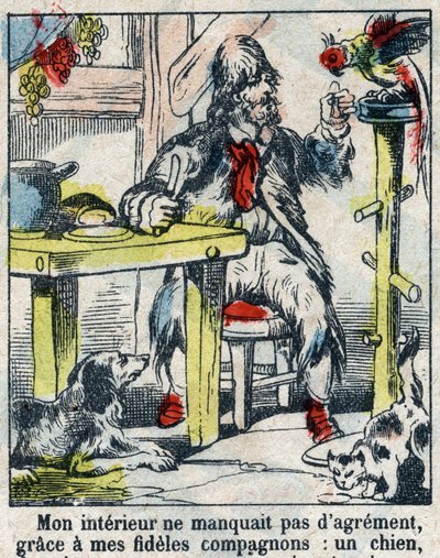 Illustration for the Book of Daniel Defoe “Robinson Crusoe”. Epinal imaging from the end of the 19th century. by French School
