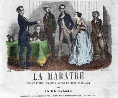 Illustration for La Maratre, drama in five acts and eight paintings written by Honore de Balzac by French School