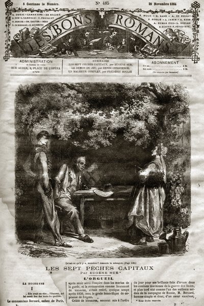Illustration for the novel by Eugene Sue The Seven Capitals appeared in The Bons Romans of 29/11/1864 by French School