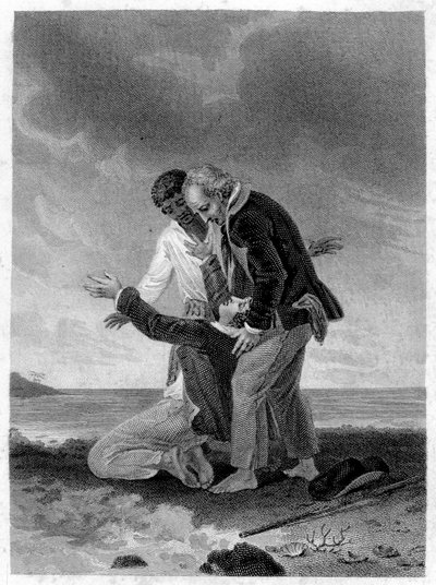 Illustration of “Paul and Virginia”: Paul in front of the sea by French School