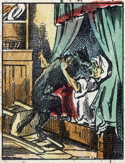Illustration of the tale “Little Red Riding Hood” by Charles Perrault. Wood engraving from Imaging Pellerin - Epinal, late 19th century. by French School