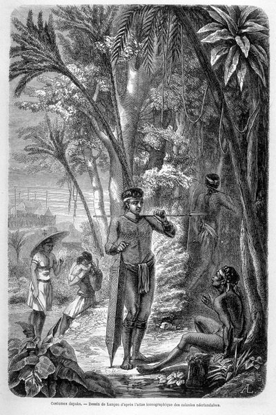 Illustration of a Dayak Resident of the Island of Borneo (published in 