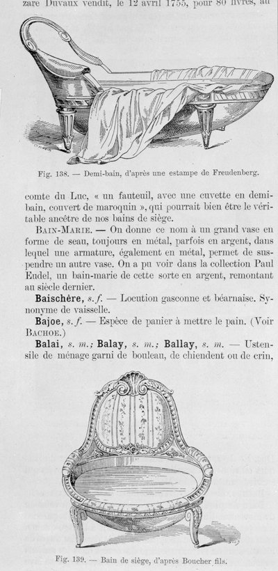 Illustrations of a Demi-Bain and a Bain de Siege, 18th Century by French School