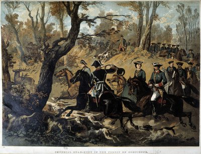 Empress Eugenie and Napoleon III: Hunting scene in Compiegne by French School