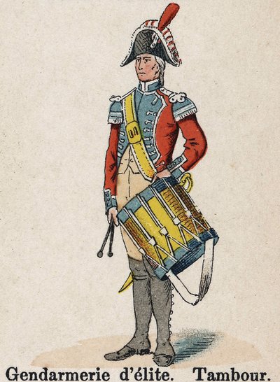 Imperial Guard Napoleon I: Elite Gendarmerie - Drum (Plate from the book Les Uniforms de l