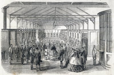 Impress Eugenie and Imperial Prince visit the Bank of France, 23 June 1866 - engraving in Le MONDE Illustrous DU 07/07/1866 by French School
