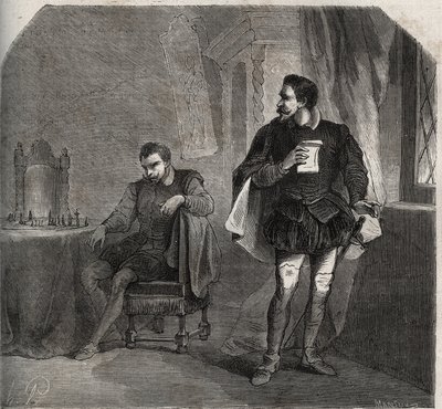 In a chess game with James Balfour, Jacques Hepburn (known as Bothwell) (circa 1534-1578), lover of Queen Mary I Stuart (1542-1587), received a message from the Queen informing her that her husband Henry Stuart called Lord Darnley by French School
