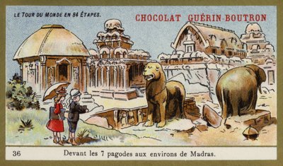 In front of the seven temples in the area of Madras by French School