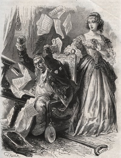 In the prey of mad rage, he made feathers, books and papers fly: anger of the poet Paul Scarron in front of his wife, Francoise d