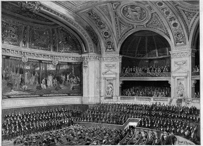 Inauguration of the new Sorbonne in 1889: the grand amphitheatre during the ceremony by French School